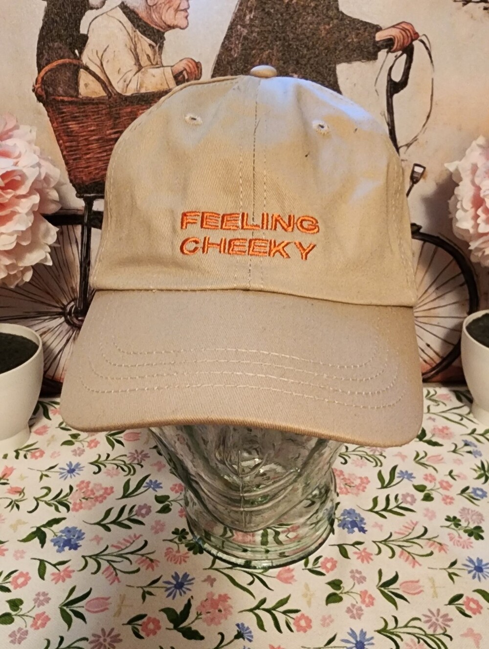Feeling Cheeky Morphe Beige Baseball Cap with Orange Embroidery